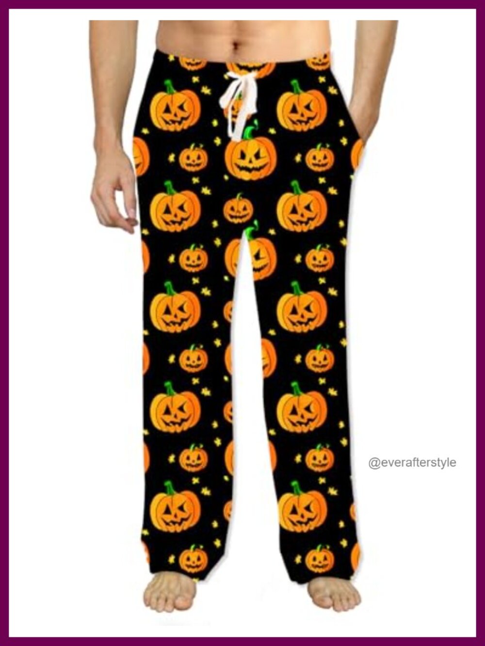 Men's Soft Lounge Pajama Bottoms Pumpkin Print Holiday Sleep Pants